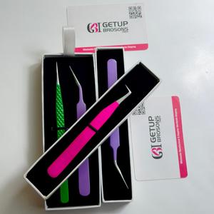 Pince à épiler pour extensions de cils GETUP BROSONS IMPEX droite/90°/isolation, revêtement en poudre coloré, avec votre propre logo personnalisé, outil de beauté - Product Image 1