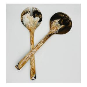 Juego para servir ensalada de resina vertido a mano de último diseño, vajilla de resina con acabado brillante, cuchara para servir alimentos seguros, tenedor, servidor de ensalada de resina - Product Image 1