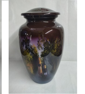 Urna Funeraria de Metal para Adultos, Diseño Madre e Hijo, Urna para Cenizas Humanas con Tema de Frutas, Obra de Arte Conmemorativa Escénica, Urna Hecha de Aluminio - Product Image 1