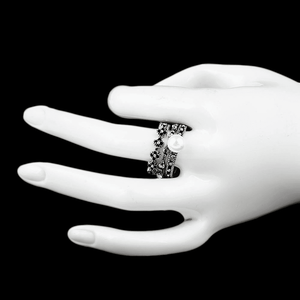 Bague fantaisie en pierre pour femme - Argent - Product Image 2