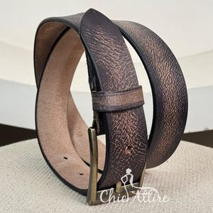 เข็มขัดหนังแท้สำหรับผู้ชายเข็มขัดหนังแท้หัวเข็มขัดอัลลอยปรับได้แบบลำลอง - Product Image 1