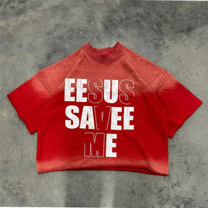 We are Manufacture Casual Sleeve Printed T Shirt Streetwear New American <b>Retro</b> Trendy Washed Cultural Design <b>Fabric</b> Wear - Product Image 6