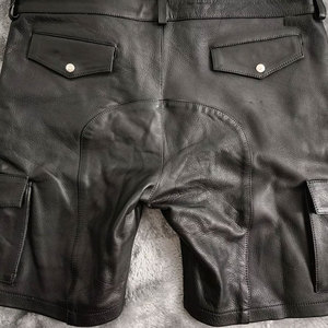 Shorts en cuir légers pour hommes en gros Shorts en cuir pour hommes avec cordon de serrage confortables Shorts en cuir les plus vendus pour l'été - Product Image 4