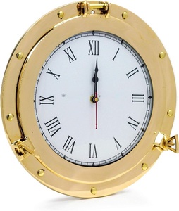 Horloge de hublot nautique en laiton | Horloge murale élégante à cadran romain en métal du bateau pirate | Cadeaux décoratifs pour la maison (6 pouces) - Product Image 2