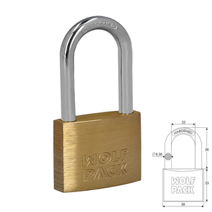 Lucchetto in ottone, catena lunga 40 mm. Confezione blister da 1, resistente - Product Image 1