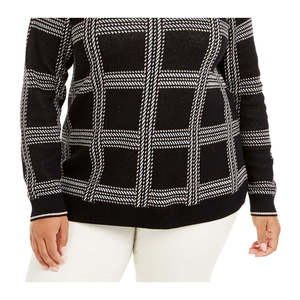 Maglione invernale casual da donna Charter Club Plus Size con motivo a quadri metallizzato, nero, taglia XX-Large - Product Image 3