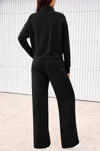 ชุดสเวตเตอร์สำหรับผู้หญิง, ชุดสเวตเตอร์สัมผัสนุ่มสองชิ้นสำหรับฤดูหนาวสไตล์สตรีท - Product Image 5