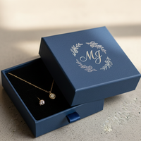 Emballage de bijoux élégant et écologique en carton rigide carré, logo personnalisé imprimé pour bagues, colliers, bracelets, boucles d'oreilles