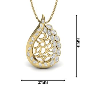 Ishi เพชร14K ตาข่ายลูกแพร์ทองพร้อมจี้เพชรที่ปลูกในห้องปฏิบัติการเสน่ห์เพชรหรูหราคอลเลกชันสวยสำหรับถ้วยกระดานของคุณ - Product Image 2