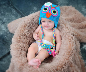 หมวกไหมพรมถักโครเชต์สีฟ้าสำหรับเด็กทารก EFANBEANIE หมวกนกฮูกน่ารักสำหรับเด็กผู้หญิง ทำด้วยมือ เหมาะสำหรับการเดินทาง - Product Image 4