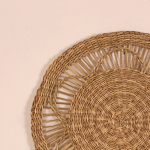 Vente en gros de décoration murale en osier tissé à la main rond de couleur naturelle décoration murale pour salon bohème - Product Image 3