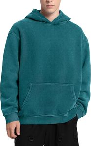 Streetwear Oversized Hoodie Black Vintage Wash Casual Cotton Pullover para hombres y mujeres - Product Image 2