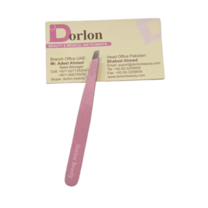 แหนบถอนขนใบหน้าแหนบถอนขนสำหรับมืออาชีพแหนบถอนขนคิ้วสีชมพูแวววาวโลโก้ตามสั่ง - Product Image 1