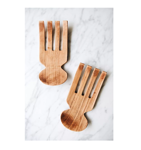 Cuchara de mano de madera de excelente calidad, juego de servidor de ensalada de 2 accesorios de vajilla marrón a un precio asequible - Product Image 2