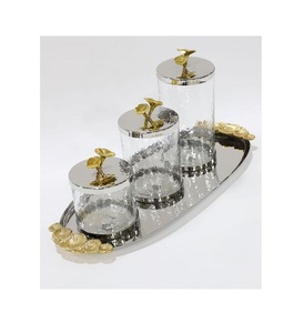 ชุดกระป๋องใส่ผลไม้แห้งสำหรับเก็บขนมหวานทำจากโลหะและทองมี3ขนาด - Product Image 4