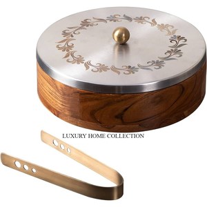 Casserole Chapati en métal et en bois de grande capacité avec acier alimentaire ultra-durable et couvercle isolé hermétique - Product Image 1