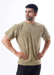 Personalizable ácido lavado Camiseta verde de alta calidad 100% algodón hombres Slim Fit sólido manga corta Camiseta cuello redondo - Product Image 2