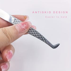 Pinces à épiler professionnelles pour extensions de cils à pointe en fibre à 45/90 degrés, vente en gros, étiquette privée, acier inoxydable, pince à épiler pour extensions de cils - Product Image 2