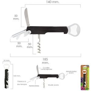 Apribottiglie e Cavatappi con Tappatore - Product Image 1