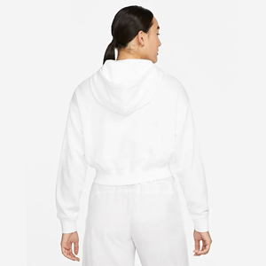 <b>Women's</b> Classic <b>White</b> Full Crop <b>Hoodie</b> Cotton Korean Drop Shoulder Style Oversized Cropped Hooded - Product Image 2