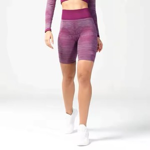 Ceinture de compression taille haute Skinny 53% Nylon 39% Polyester 8% Spandex Violet foncé Infinity Stripe Respirant Short femme - Product Image 4