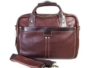 Sac d'affaires de document de dossier de conférence en cuir véritable de couleur marron pour homme - Product Image 2