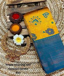 Saree de terciopelo con reflejos florales para bodas indias - Product Image 5