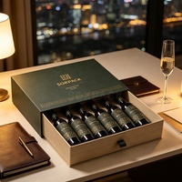 Boîte cadeau coulissante sur mesure avec lamination mate pour vin et tequila, emballage rigide en carton écologique pour 6 bouteilles, ensembles de cave à vin