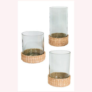 Rustic Elegance Animal-Patterned Seagrass and Rattan Pitcher Holder A Boho Statement Piece for Stylish Entertaining - Product Image 2