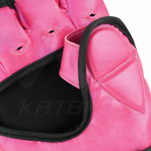 KATBROS MMA Gloves Faux Leather Half Finger Velcro Closure <b>Pink</b> Unisex for Martial Arts - Product Image 5