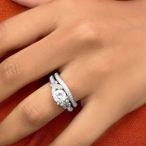 14K White Gold <b>Fine</b> <b>Jewelry</b> <b>Set</b> Round Diamond Butterfly Design Bridal Ring (1.21ct) - Product Image 5
