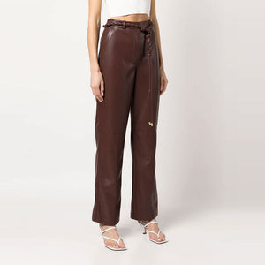 New Premium Quality Women's Casual High Waist Genuine Leather <b>Pants</b> ODM Customized Winter Design Breathable Latest Style <b>Pant</b> - Product Image 3