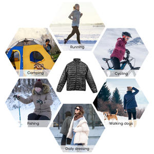 Windbreaker Jacket <b>for</b> Winter Sports <b>for</b> Hiking & Camping-Hooded Waterproof Puffer Jacket Stand Collar Front Logo Made Polyester - Product Image 6