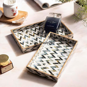 Tradebyd Bandeja de madera MDF pulida Bandeja de madera decorativa para aperitivos Bebidas y decoración del hogar - Product Image 2