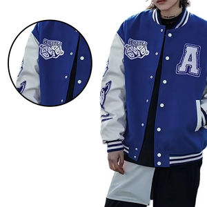 Chaqueta Universitaria de Chenilla OEM/ODM, Letras y Colores Personalizados, Chaqueta de Béisbol Letterman con Bolsillos Laterales Delanteros - Product Image 3