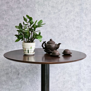 70cm Modern Round Coffee <b>Table</b> with Durable Powder-Coated Iron Legs Made of Oak and Mango CFD68210 for Living Room Furniture - Product Image 6