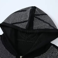 Ensemble de survêtement en coton à capuche avec strass pour femme – Motif uni, élégant, scintillant, décontracté et respirant