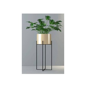 Pot de fleurs en métal, support de jardinière, finition or pour intérieur, extérieur, décoration de la maison, affichage en métal, pot de fleurs, affichage en métal, Pot de fleurs - Product Image 5