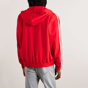 Sudadera con capucha de poliéster 100% ligera personalizable de tendencia superior Cremallera con cordón a rayas informal con logotipo bordado de alta calidad - Product Image 4