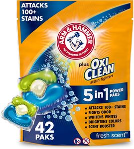 ARM & HAMMER Plus OxiClean 5-in-1 <b>Liquid</b> Laundry Detergent Power Packs, Fresh Scent, 42 Count/Pack - Product Image 1