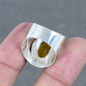 Anillos de cuarzo citrino originales de alta calidad, joyería de Latón chapado en plata Natural, anillos de piedras preciosas de plata 925 para mujer - Product Image 4