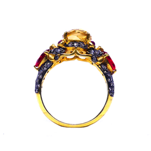 แหวน Citrine นิรันดร์ Vermeil แหวนดีสง่างามและอมตะเครื่องประดับแฟชั่นแหวนหมั้นล่าสุดแบบดั้งเดิม - Product Image 4