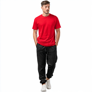 ชุดเสื้อยืดแขนสั้นสำหรับผู้ชายชุดกางเกงเสื้อยืดผ้าฝ้ายโพลีเอสเตอร์100% สำหรับฤดูร้อนเสื้อยืดใส่ไปยิมชุดวอร์มสำหรับผู้ชาย - Product Image 3