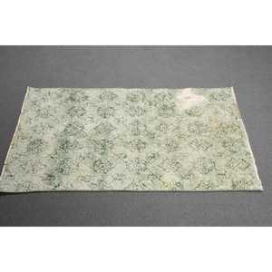 Tapis turc vintage, petit tapis de 2,1 x 3,9 pieds, tapis en laine camouflage vert et blanc - Product Image 2