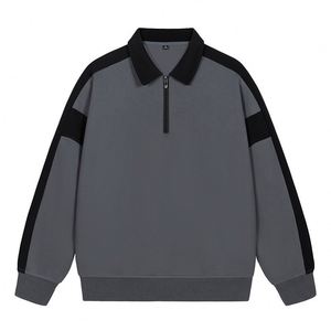 Sudadera con capucha y cremallera 100% algodón personalizada para hombre, sudaderas de punto extragrandes de invierno con media cremallera y cuello simulado - Product Image 1