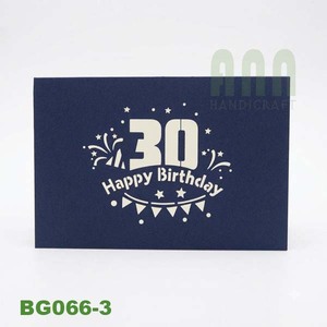 Carte de vœux artisanale ANN traditionnelle 3D pop-up avec vernis mat, numéro 30 orange, découpée au laser, Vietnam - Product Image 3