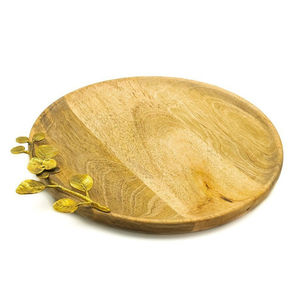 Bol à pâte décoratif en bois de manguier artisanal avec poignées en rotin en métal Centre de table de ferme rustique Plateau de service pour collations - Product Image 6