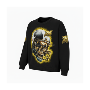 Premium 380 GSM Sudadera de lana de algodón Heavyweight Streetwear Skull Graphic Print Custom Logo Pullover Basics Sudaderas - Product Image 6