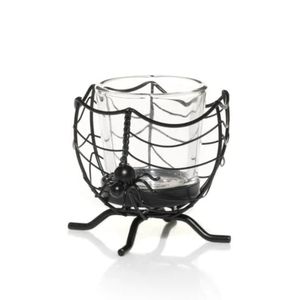 Élégant chandelier en fil de fer noir en forme de toile d'araignée avec trois porte-bougies pour la décoration d'Halloween à la maison, en solde - Product Image 4