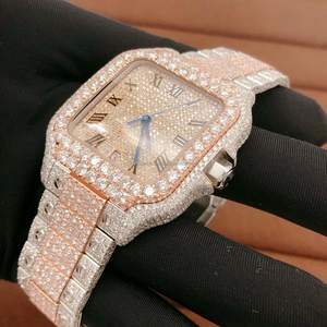 Dos tonos oro rosa plata VVS certificado Lab Diamonds tendencia reloj de diamantes Premium para hombres y mujeres Hip Hop Watch Square Shape - Product Image 3